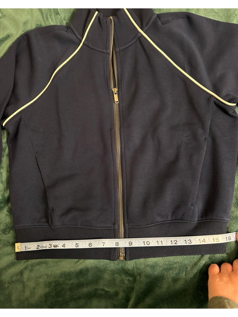 SPANX NWT Navy Bomber Jacket with White Piping - Picture 5 of 16